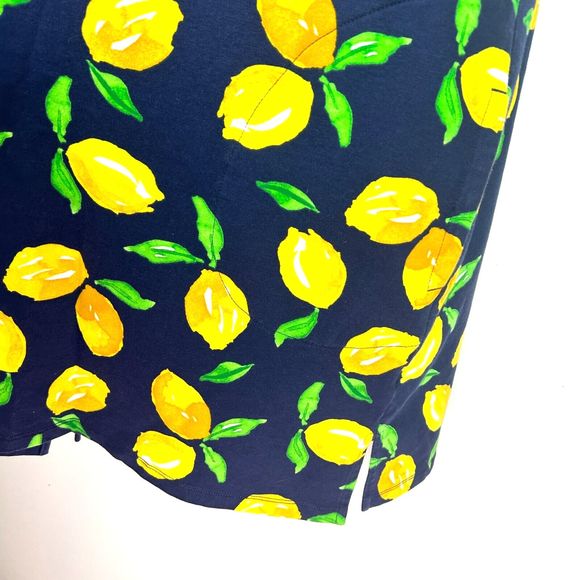 D & Company Navy Lemon Print Dress Beach Cover Up Lace Up Neckline Size L NEW - Picture 5 of 8